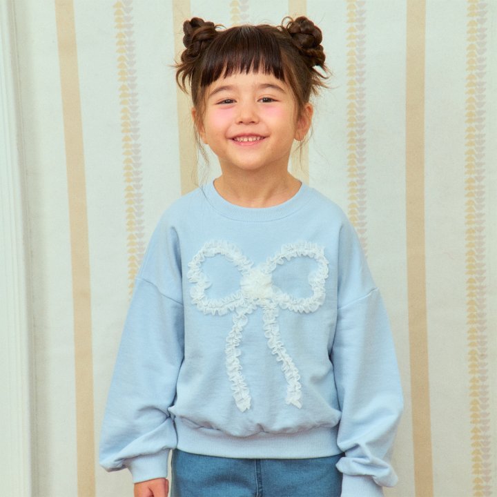 Firstblue - Korean Children Fashion - #minifashionista - Tape Ribbon Sweatshirts - 2