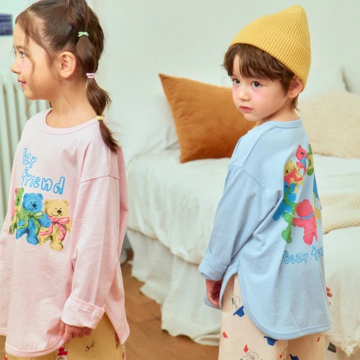 Firstblue - Korean Children Fashion - #minifashionista - Bear Friend Tee - 7