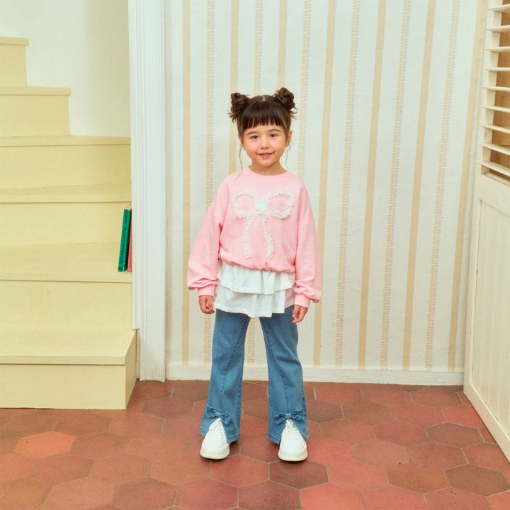 Firstblue - Korean Children Fashion - #prettylittlegirls - Tape Ribbon Sweatshirts - 4