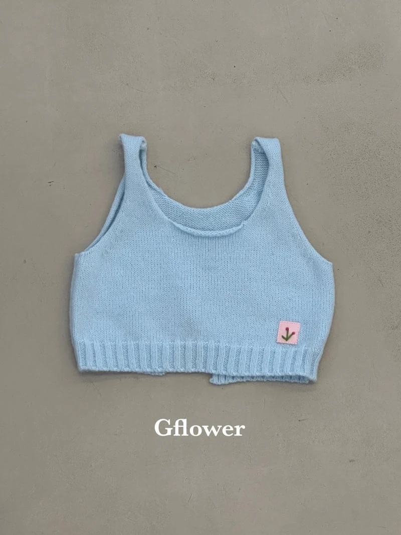 G Flower - Korean Children Fashion - #designkidswear - Blue Knit Vest - 11