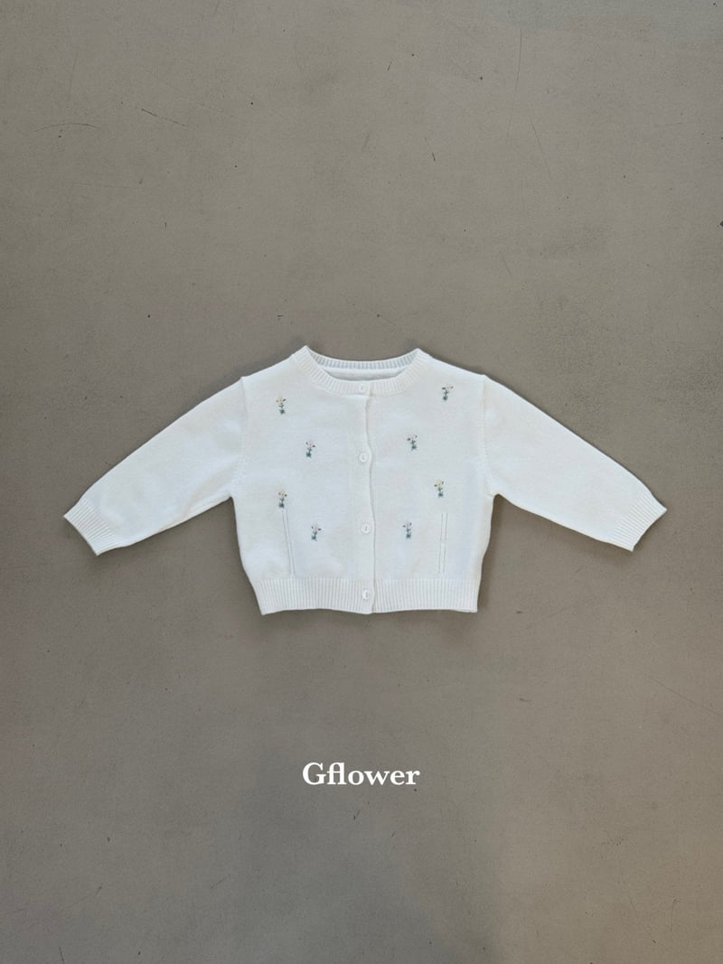 G Flower - Korean Children Fashion - #kidsshorts - Embroidered Flower Knit Cardigan - 10