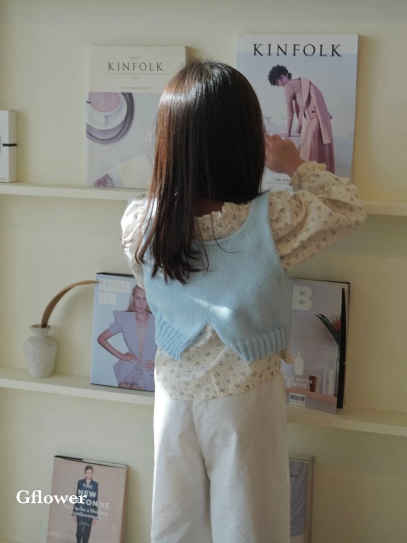 G Flower - Korean Children Fashion - #kidzfashiontrend - Blue Knit Vest - 2