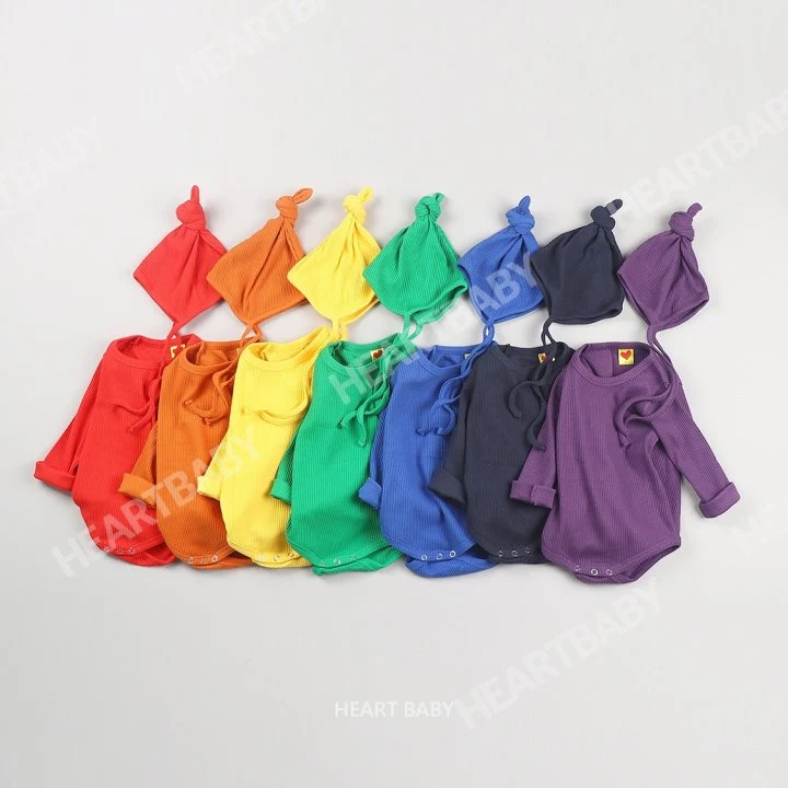 Heart Baby - Korean Baby Fashion - #babylifestyle - Rainbow Ribbed Suit Hat Set - 5