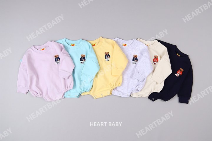 Heart Baby - Korean Baby Fashion - #babywear - Bear Embroidery Suit