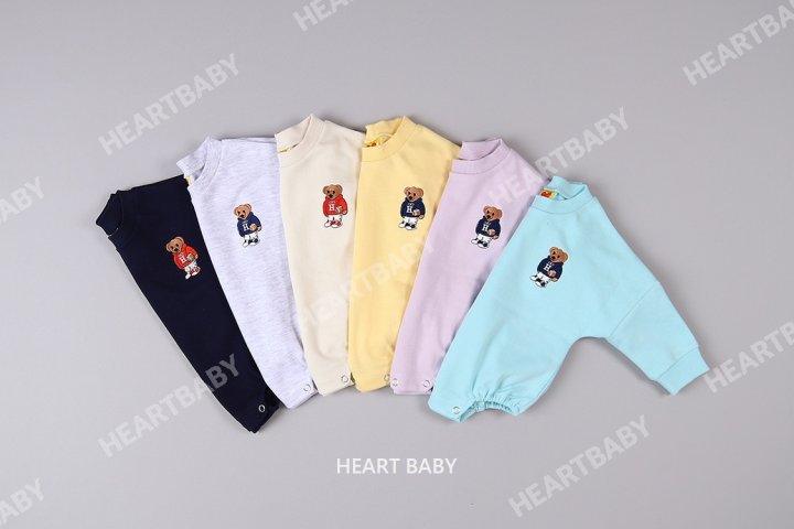 Heart Baby - Korean Baby Fashion - #onlinebabyshop - Bear Embroidery Suit - 3