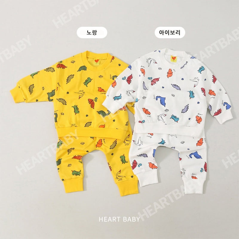 Heart Baby - Korean Children Fashion - #Kfashion4kids - Dino Top Bottom Set