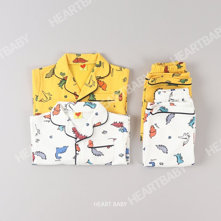 Heart Baby - Korean Children Fashion - #childofig - Dino Pajama Set - 8