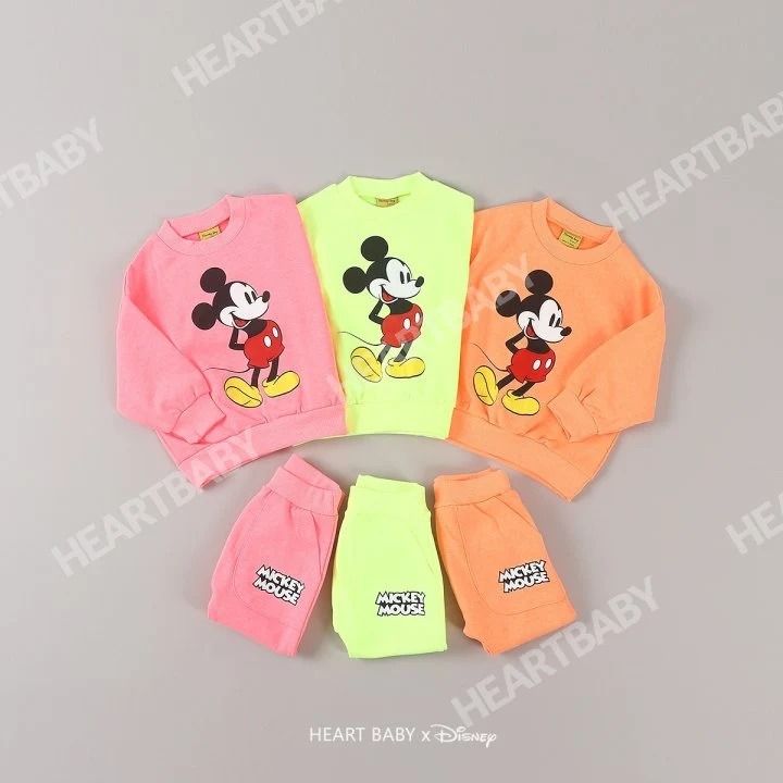 Heart Baby - Korean Children Fashion - #childofig - Neon M Top Bottom Set