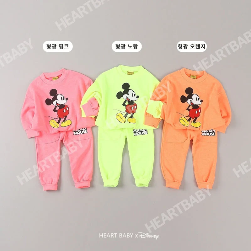 Heart Baby - Korean Children Fashion - #childofig - Neon M Top Bottom Set - 2