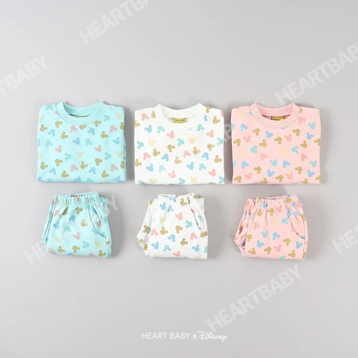 Heart Baby - Korean Children Fashion - #childofig - Round M Top Bottom Set