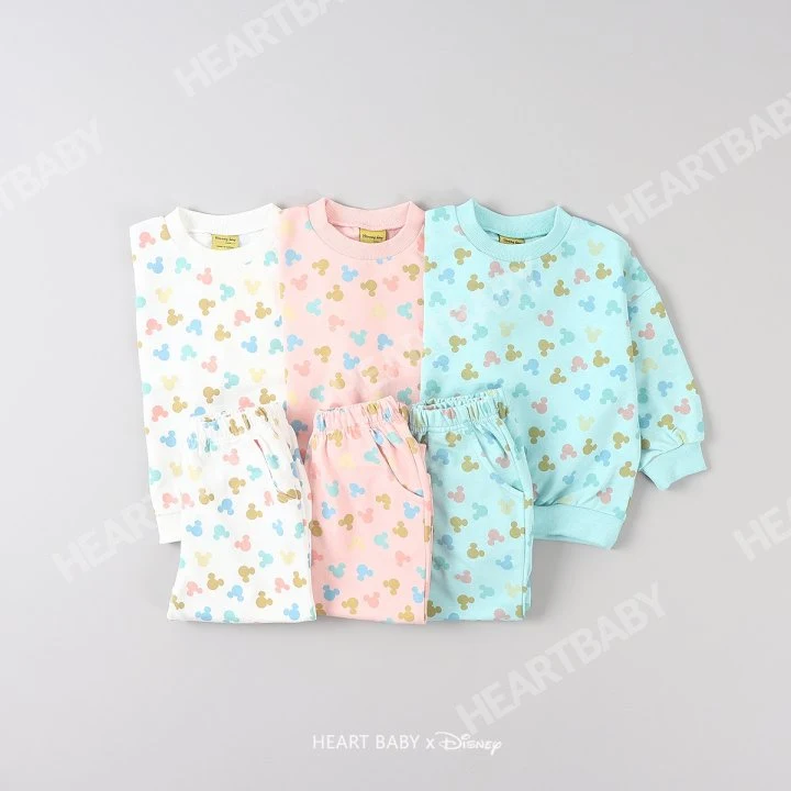 Heart Baby - Korean Children Fashion - #designkidswear - Round M Top Bottom Set - 3