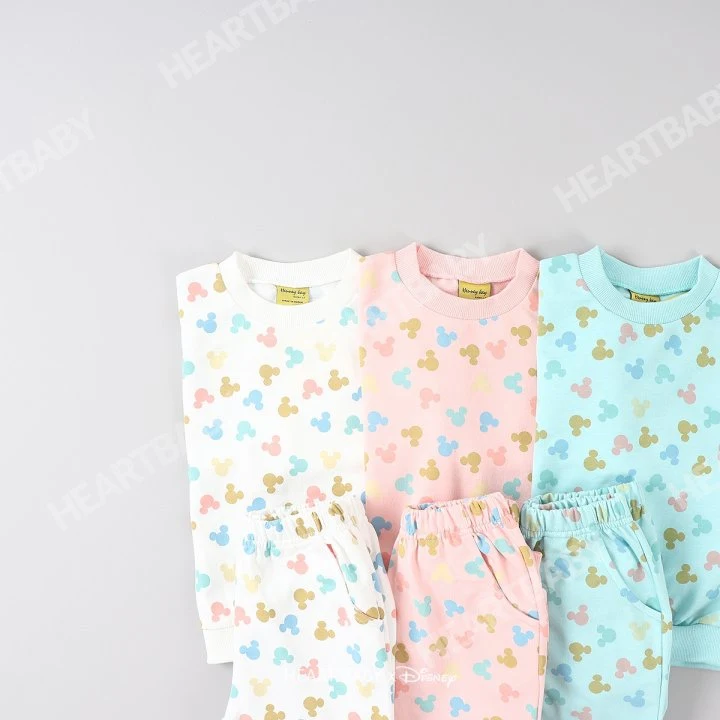 Heart Baby - Korean Children Fashion - #designkidswear - Round M Top Bottom Set - 4