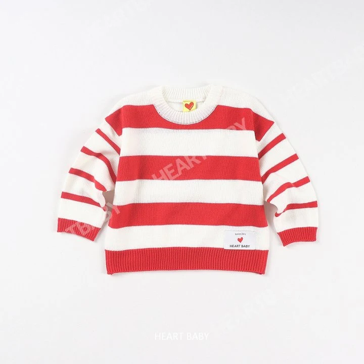 Heart Baby - Korean Children Fashion - #fashionkids - Stripe Knit Tee - 6