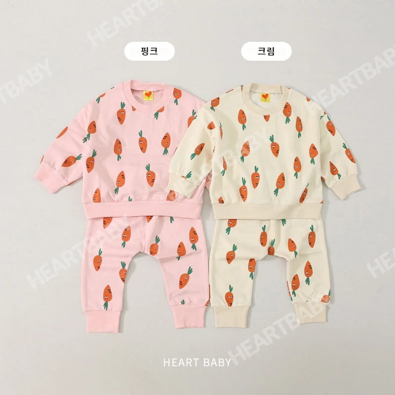 Heart Baby - Korean Children Fashion - #kidsstore - Carrot Top Bottom Set