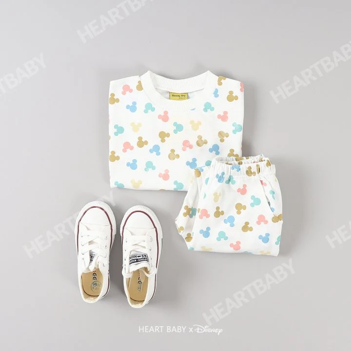 Heart Baby - Korean Children Fashion - #kidsstore - Round M Top Bottom Set - 7