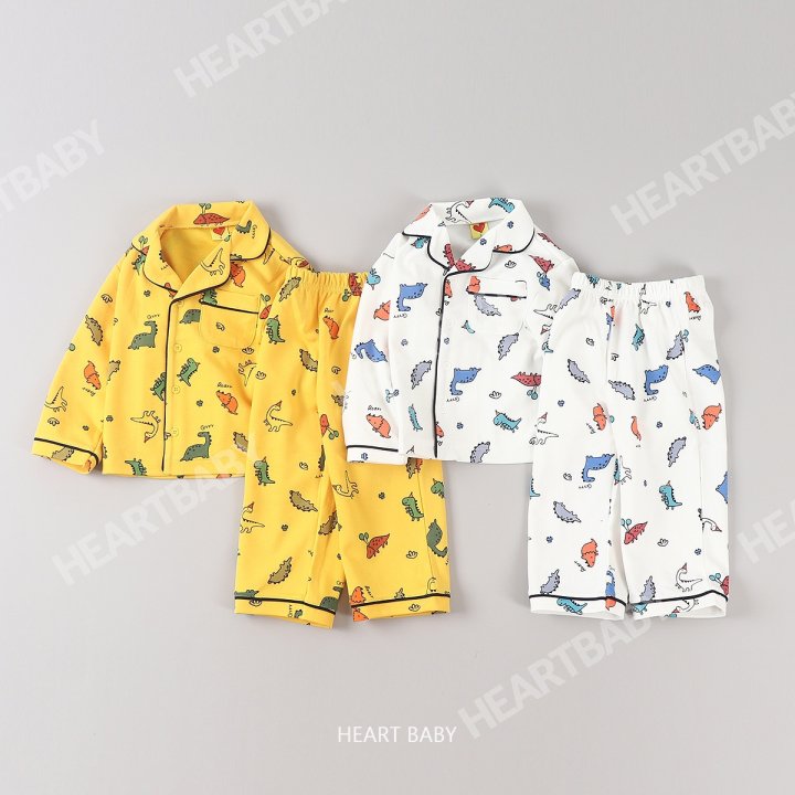 Heart Baby - Korean Children Fashion - #kidzfashiontrend - Dino Pajama Set - 2