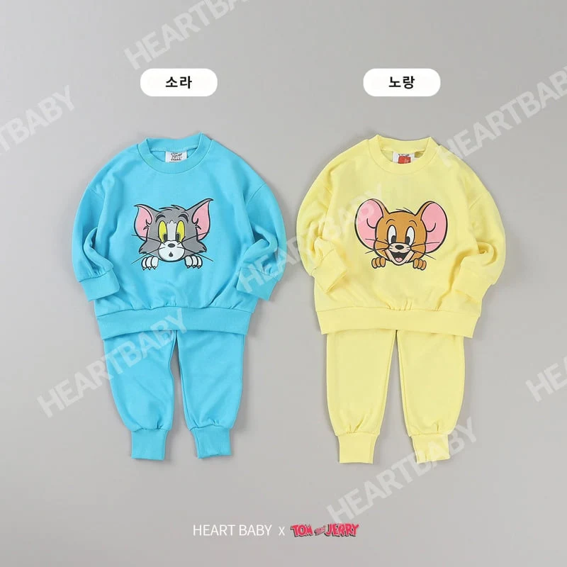 Heart Baby - Korean Children Fashion - #littlefashionista - Tom Jerry Peekaboo Top Bottom Set