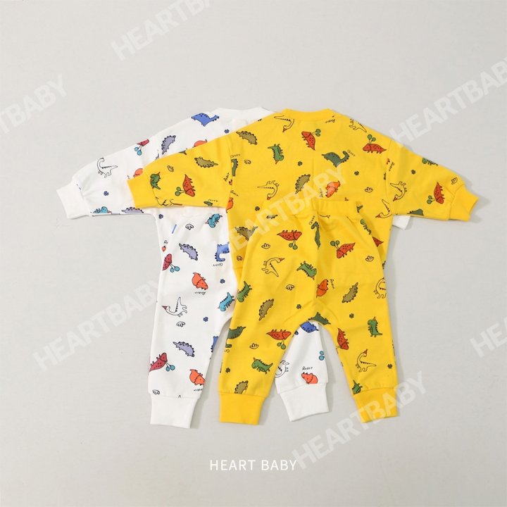 Heart Baby - Korean Children Fashion - #magicofchildhood - Dino Top Bottom Set - 3