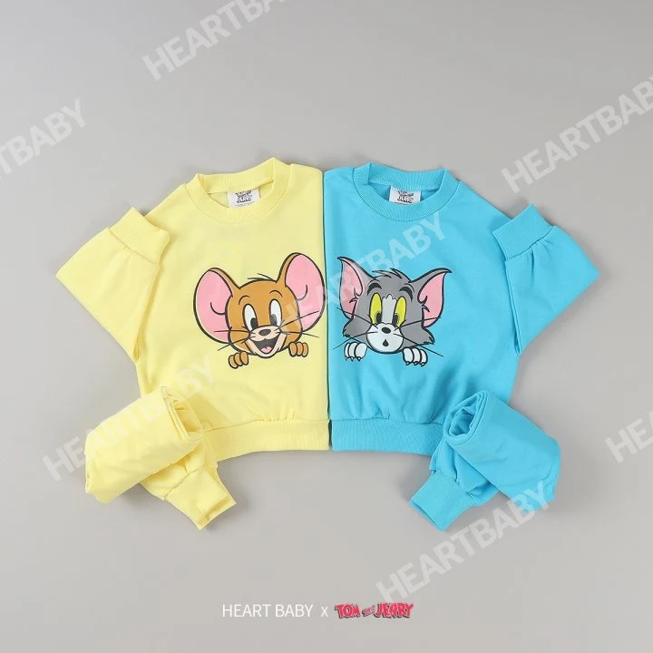 Heart Baby - Korean Children Fashion - #magicofchildhood - Tom Jerry Peekaboo Top Bottom Set - 2