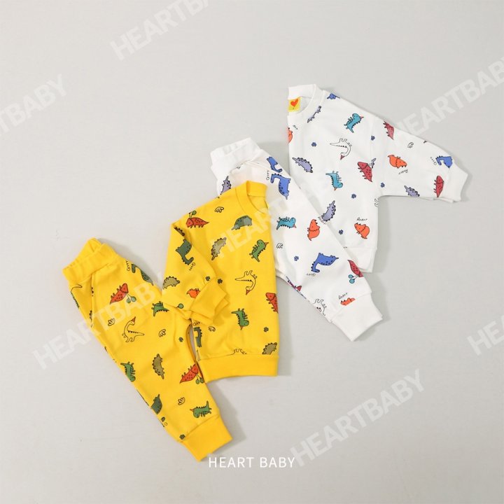 Heart Baby - Korean Children Fashion - #magicofchildhood - Dino Top Bottom Set - 4