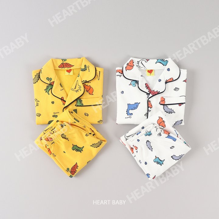 Heart Baby - Korean Children Fashion - #minifashionista - Dino Pajama Set - 6