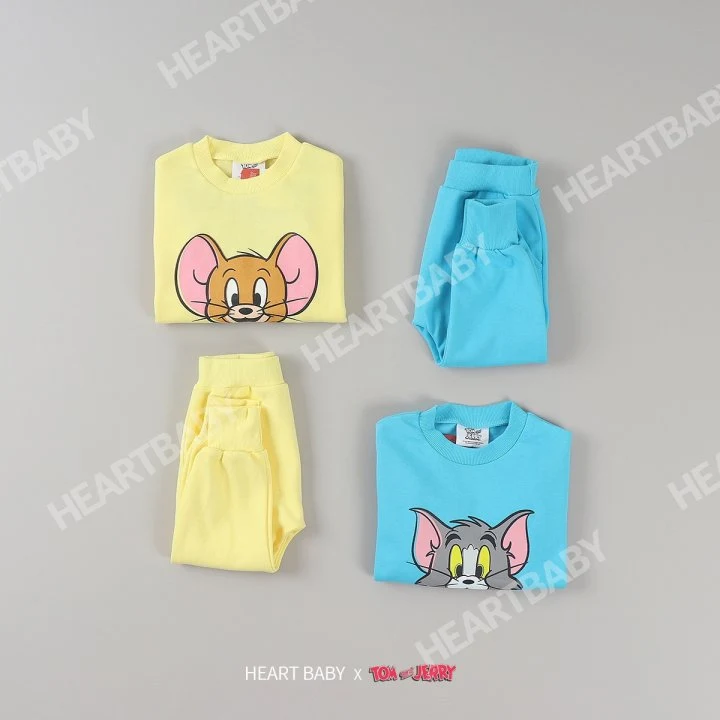 Heart Baby - Korean Children Fashion - #minifashionista - Tom Jerry Peekaboo Top Bottom Set - 4