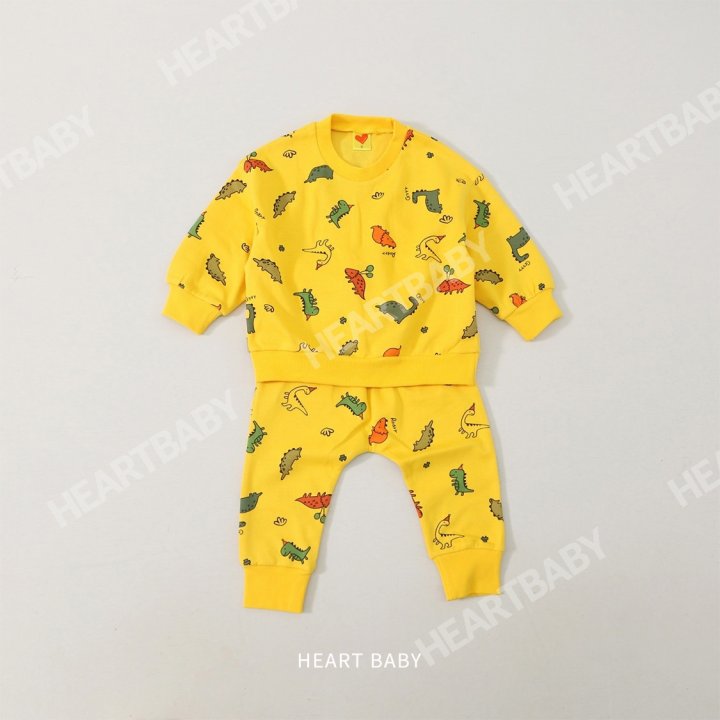 Heart Baby - Korean Children Fashion - #stylishchildhood - Dino Top Bottom Set - 8