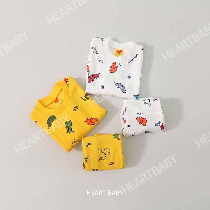 Heart Baby - Korean Children Fashion - #todddlerfashion - Dino Top Bottom Set - 6