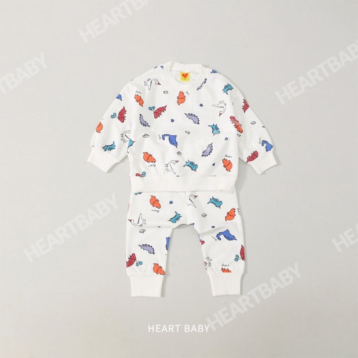 Heart Baby - Korean Children Fashion - #toddlerclothing - Dino Top Bottom Set - 7