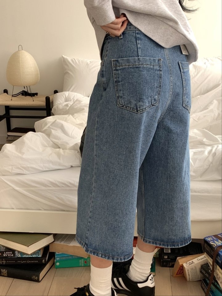 I'm here - Korean Women Fashion - #momslook - Bermuda Denim Pants - 6