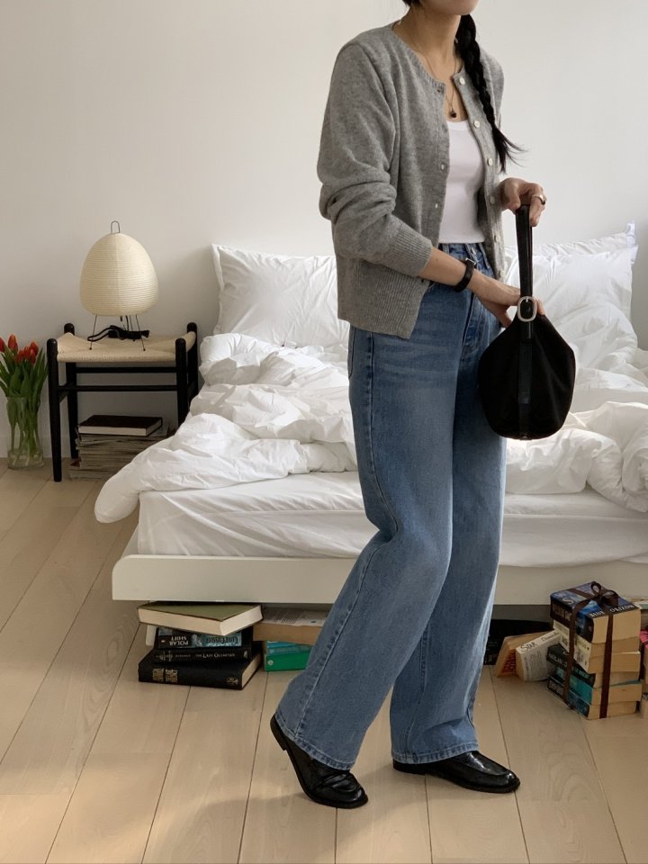 I'm here - Korean Women Fashion - #womensfashion - Cat Brush Half High Straight Denim Pants - 4