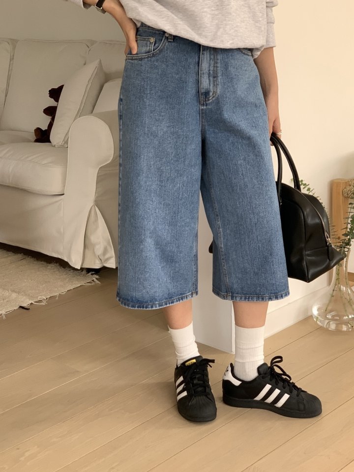 I'm here - Korean Women Fashion - #womensfashion - Bermuda Denim Pants - 5