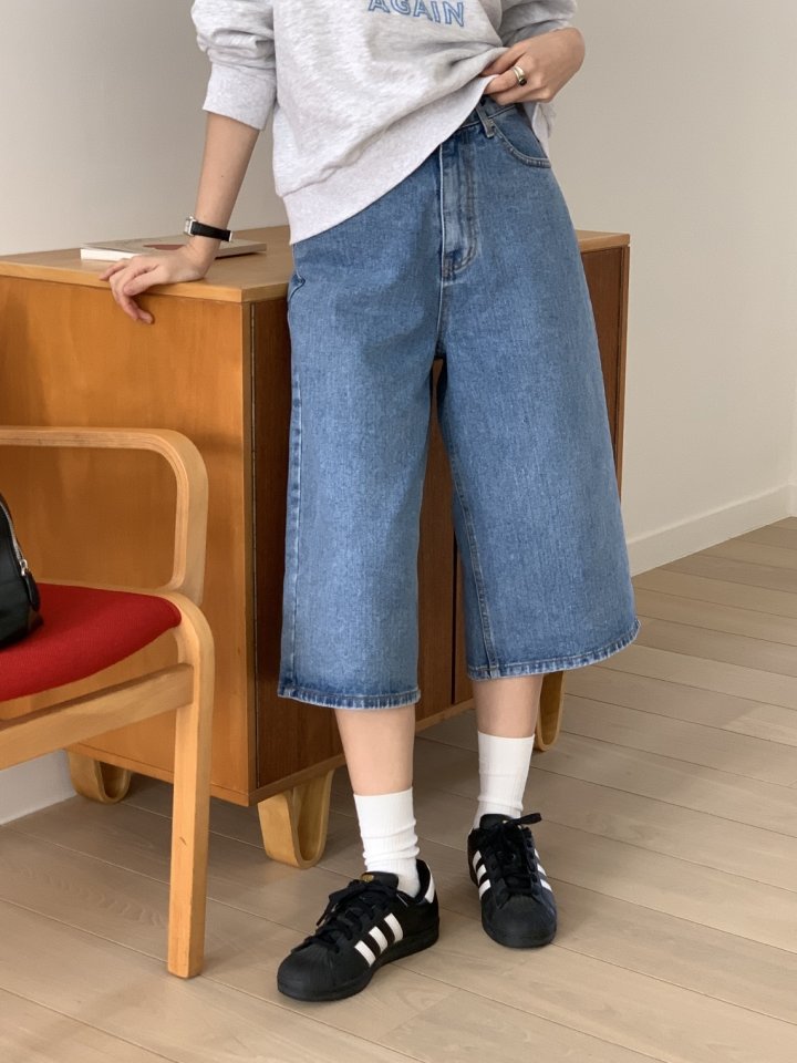 I'm here - Korean Women Fashion - #womensfashion - Bermuda Denim Pants - 7