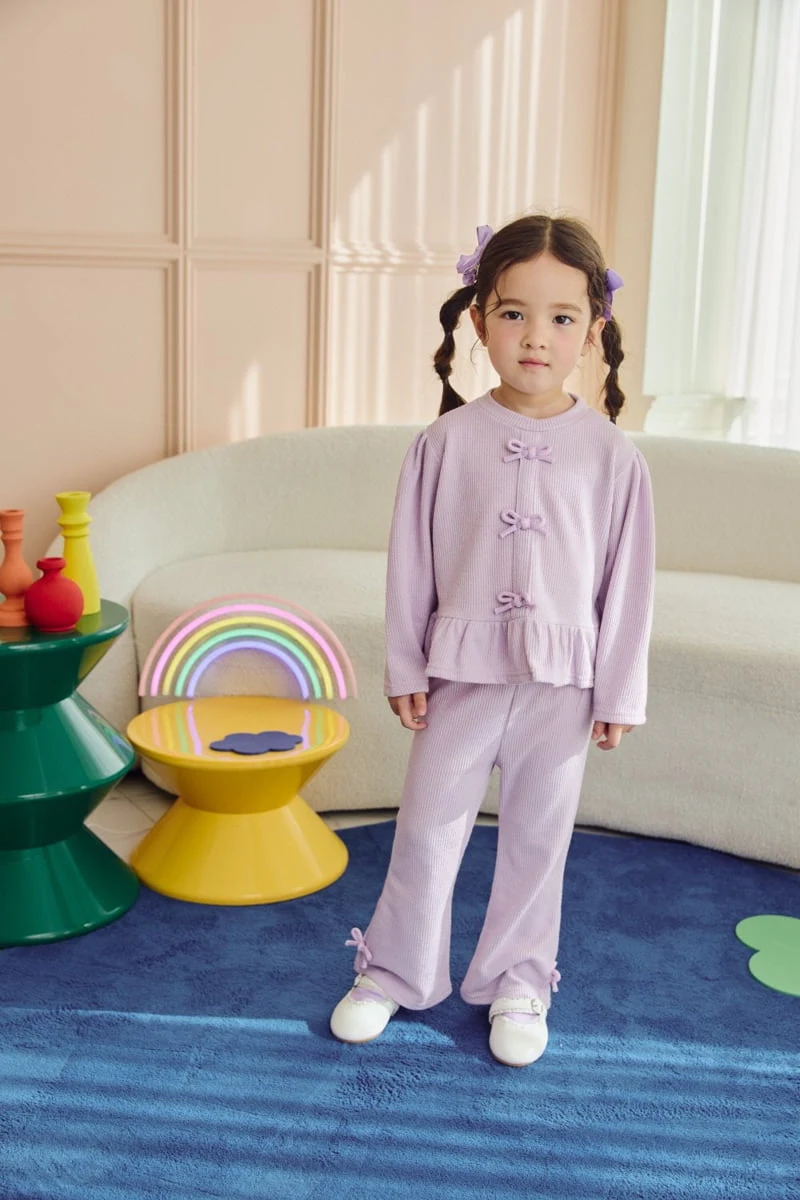 Jazz - Korean Children Fashion - #childrensboutique - Ribbon Top Bottom Set - 10