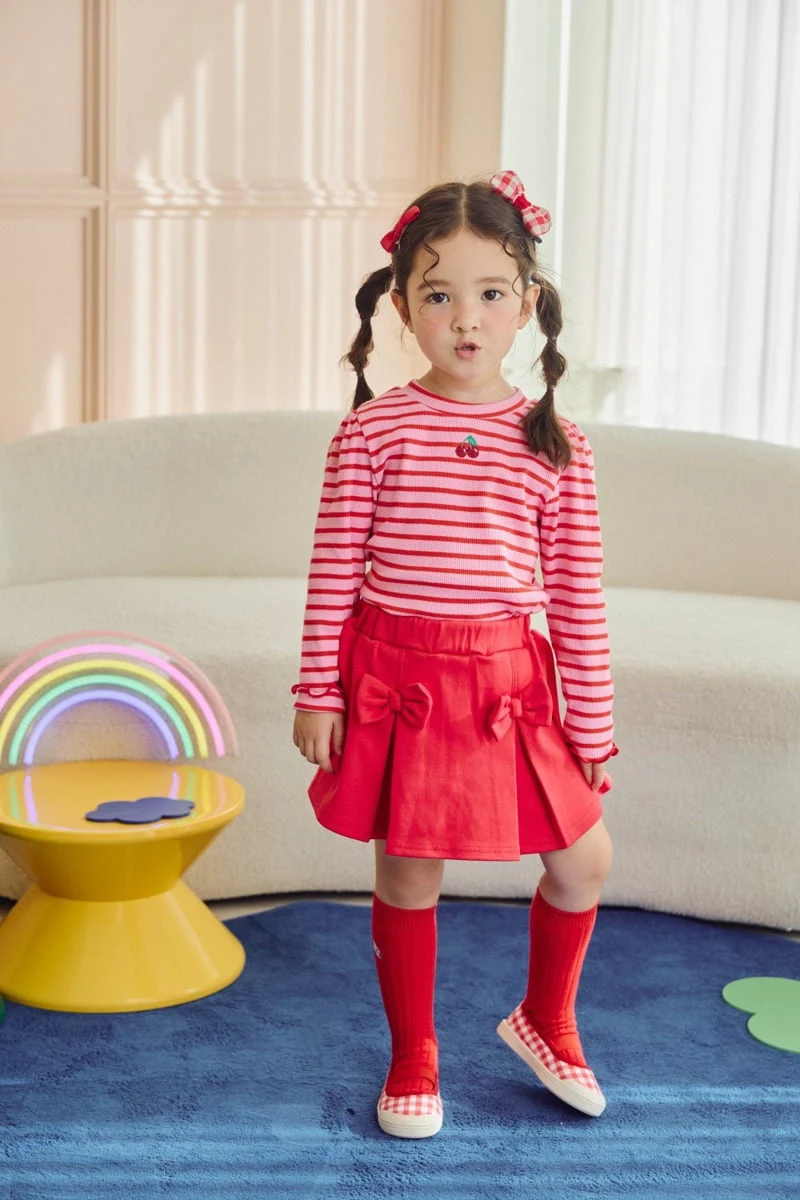 Jazz - Korean Children Fashion - #childrensboutique - Stripe Cherry Blouse