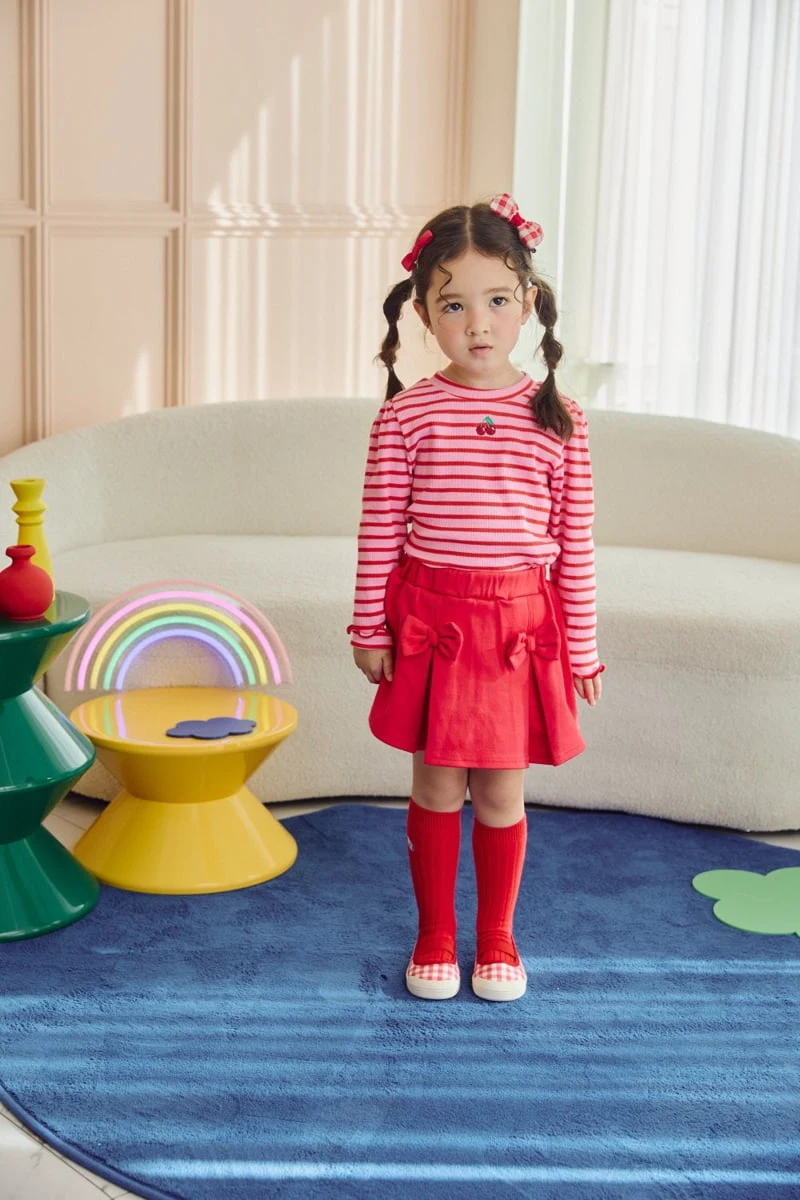 Jazz - Korean Children Fashion - #designkidswear - Stripe Cherry Blouse - 2