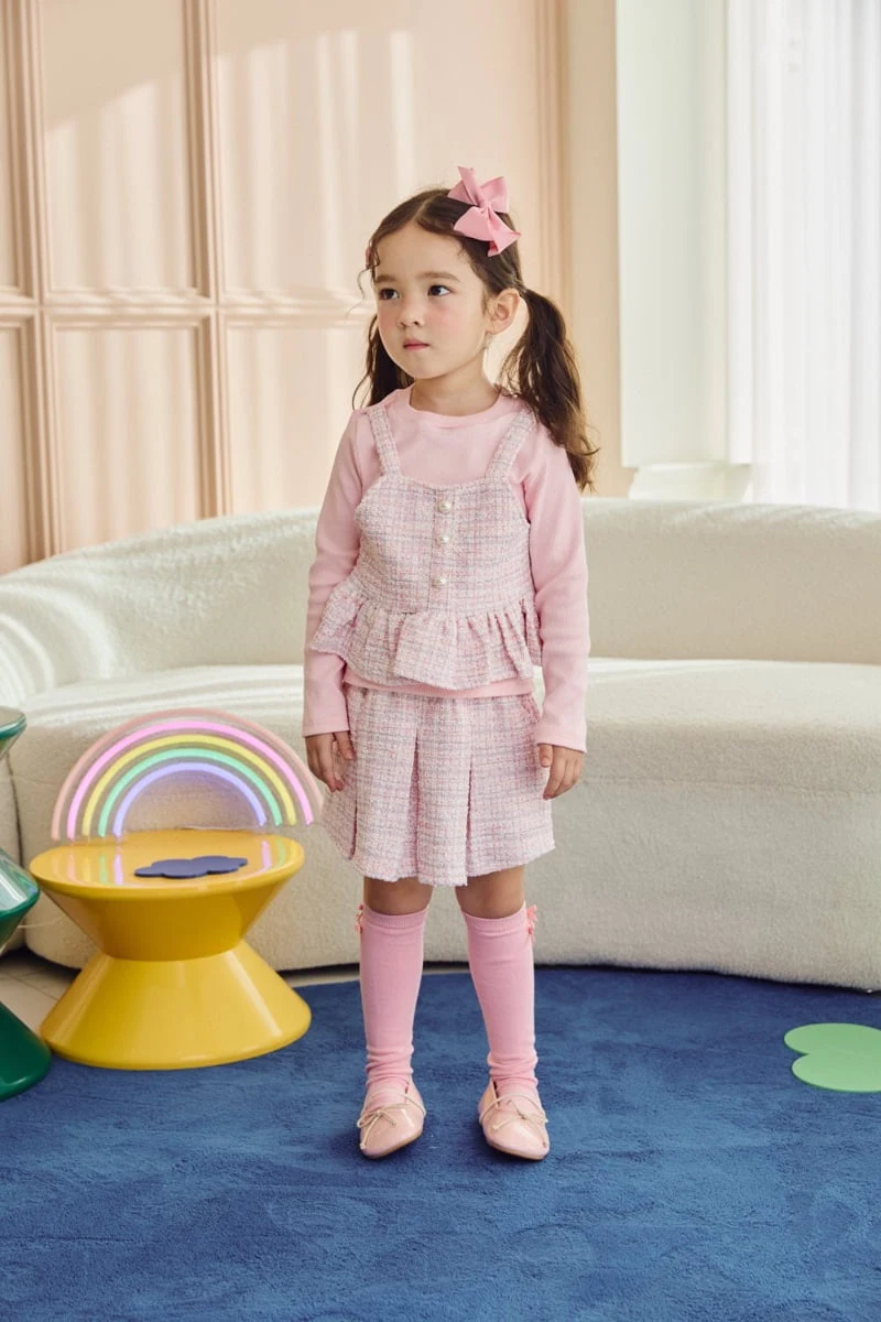 Jazz - Korean Children Fashion - #discoveringself - Tweed Ribbon Skirt Pants - 4