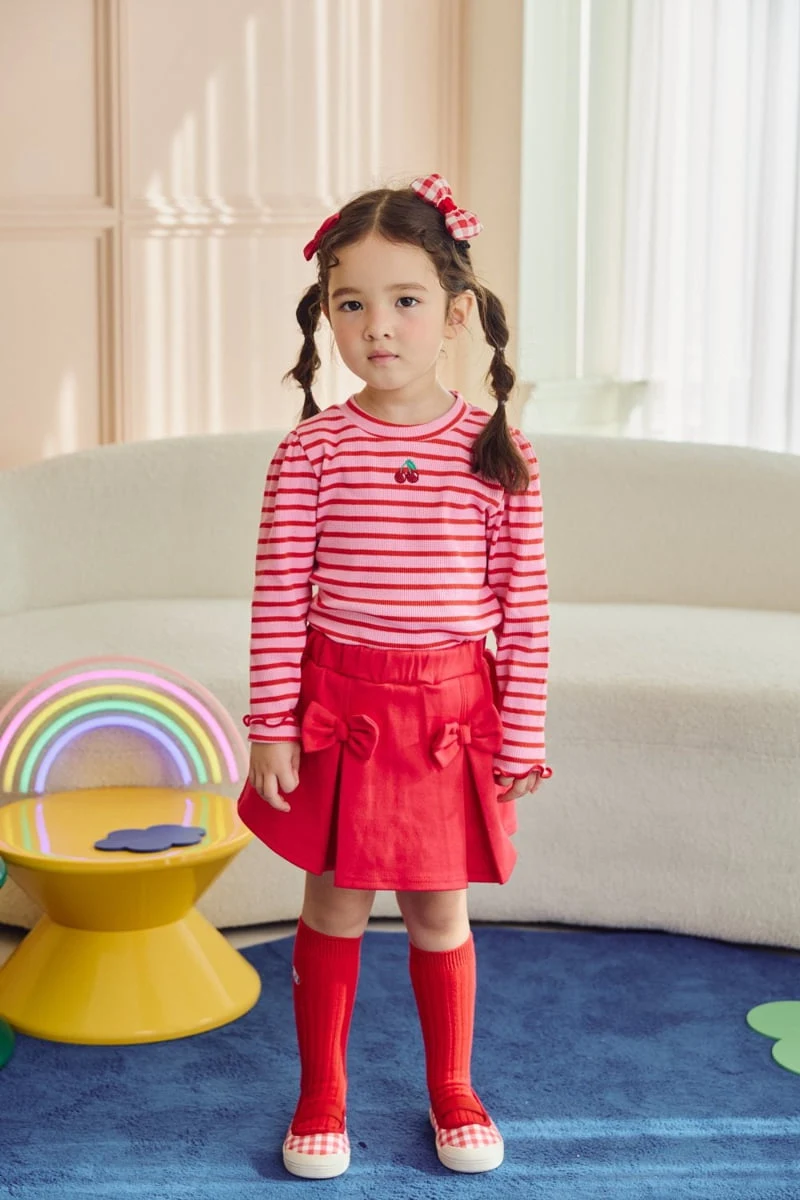 Jazz - Korean Children Fashion - #kidsstore - Stripe Cherry Blouse - 6