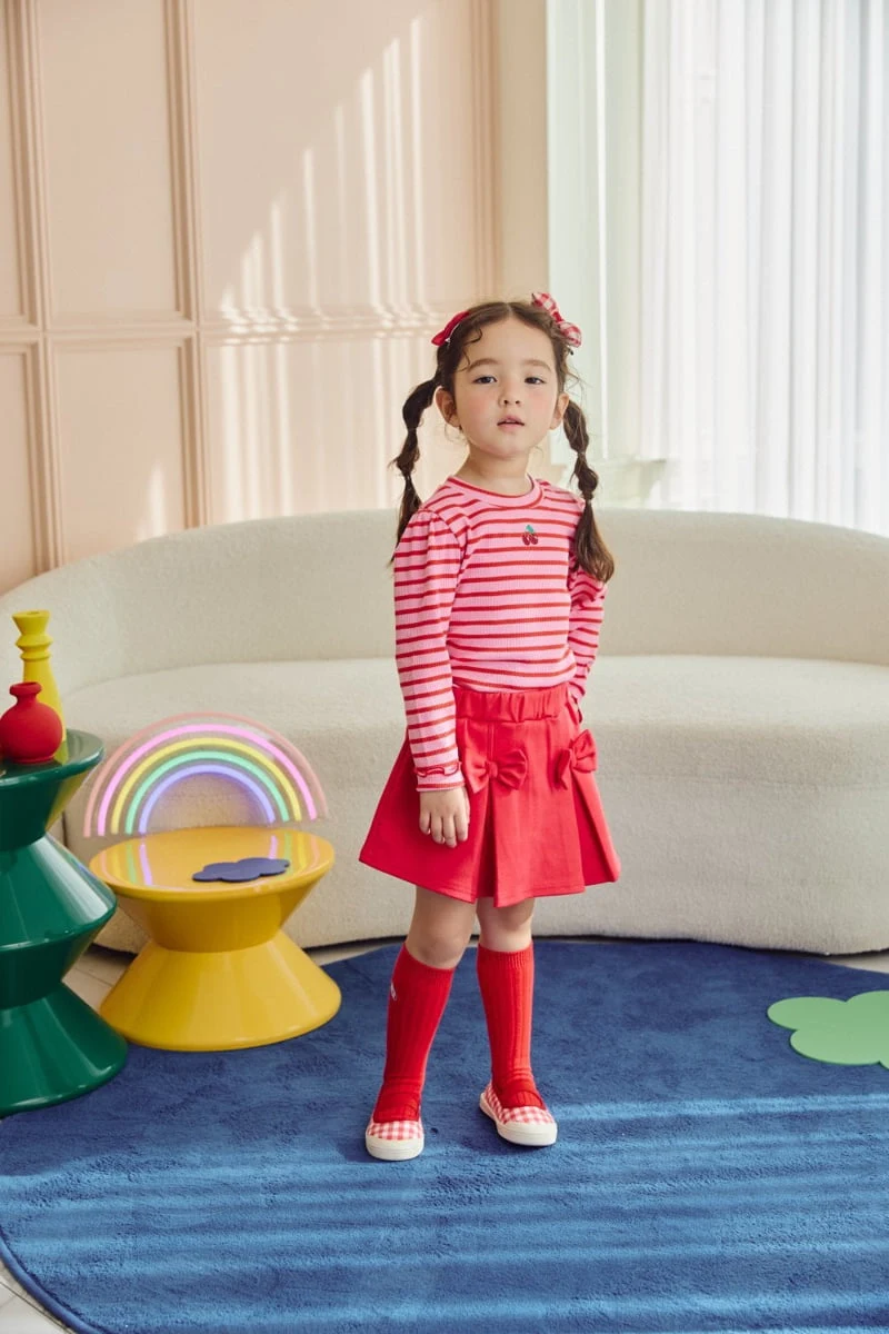 Jazz - Korean Children Fashion - #kidzfashiontrend - Stripe Cherry Blouse - 7