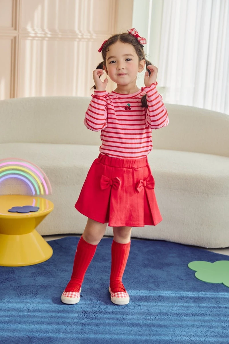 Jazz - Korean Children Fashion - #littlefashionista - Stripe Cherry Blouse - 9