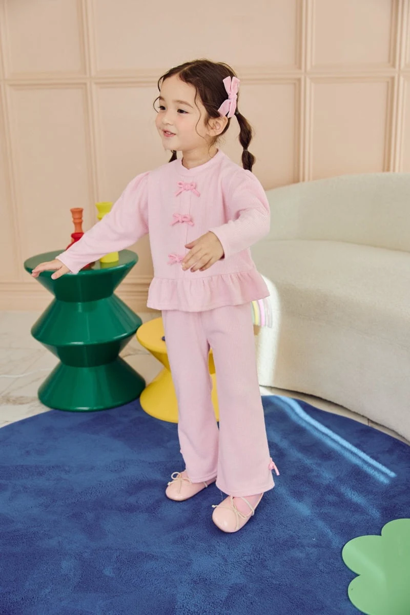 Jazz - Korean Children Fashion - #magicofchildhood - Ribbon Top Bottom Set - 3