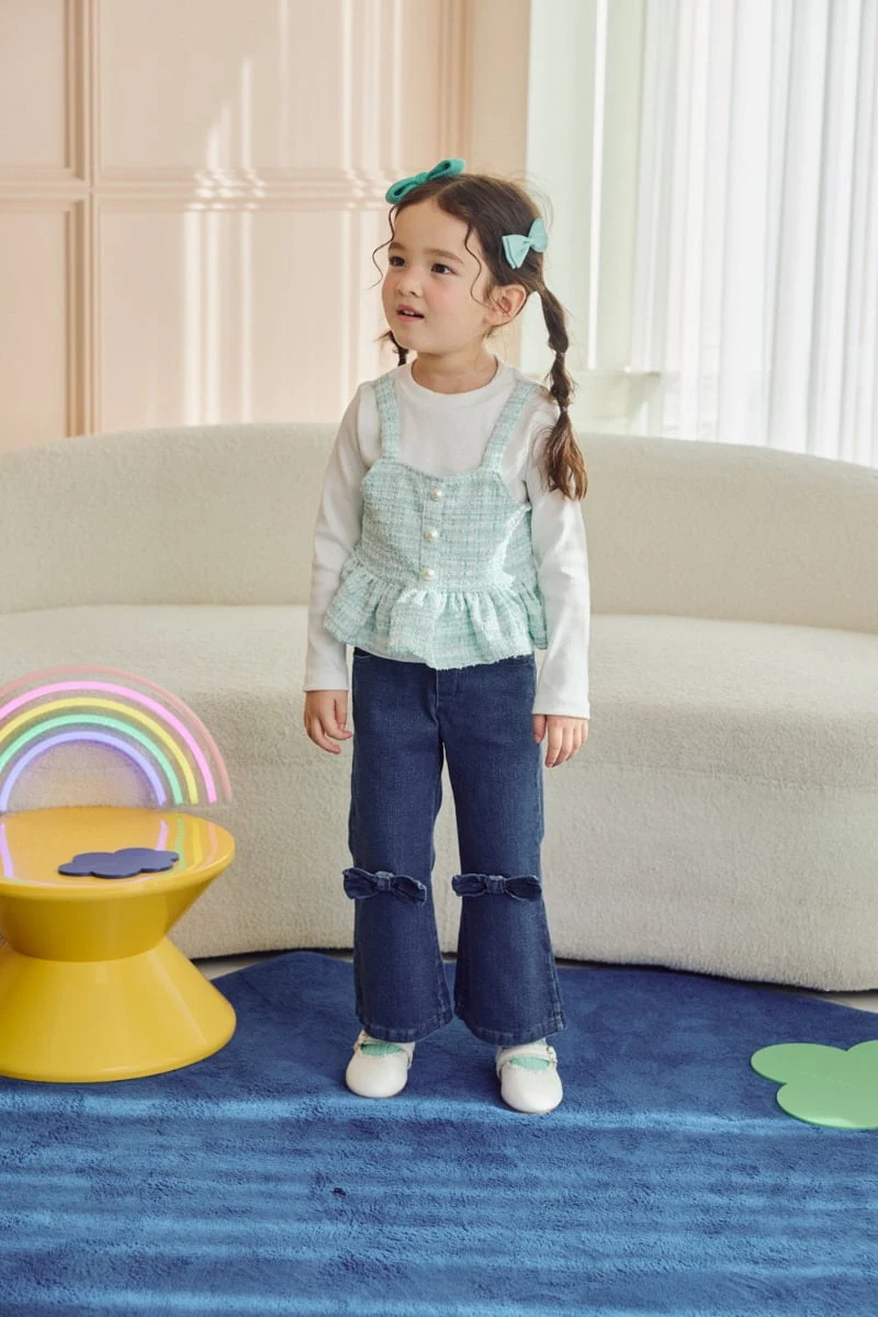 Jazz - Korean Children Fashion - #minifashionista - Ribbon Span Jeans - 2