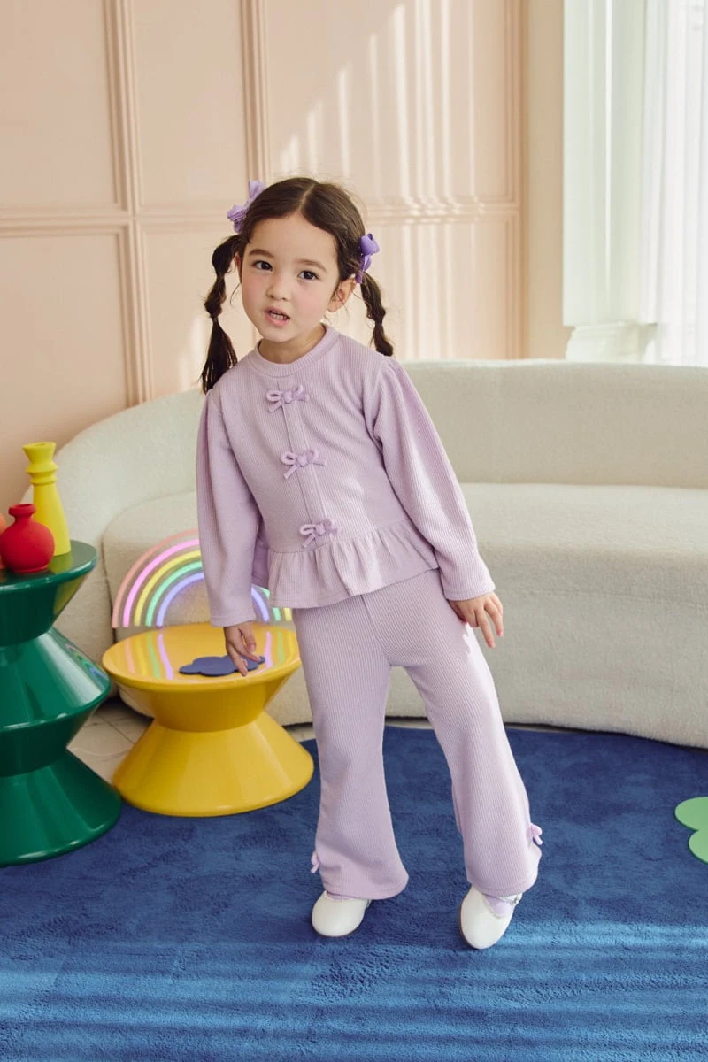 Jazz - Korean Children Fashion - #stylishchildhood - Ribbon Top Bottom Set - 8