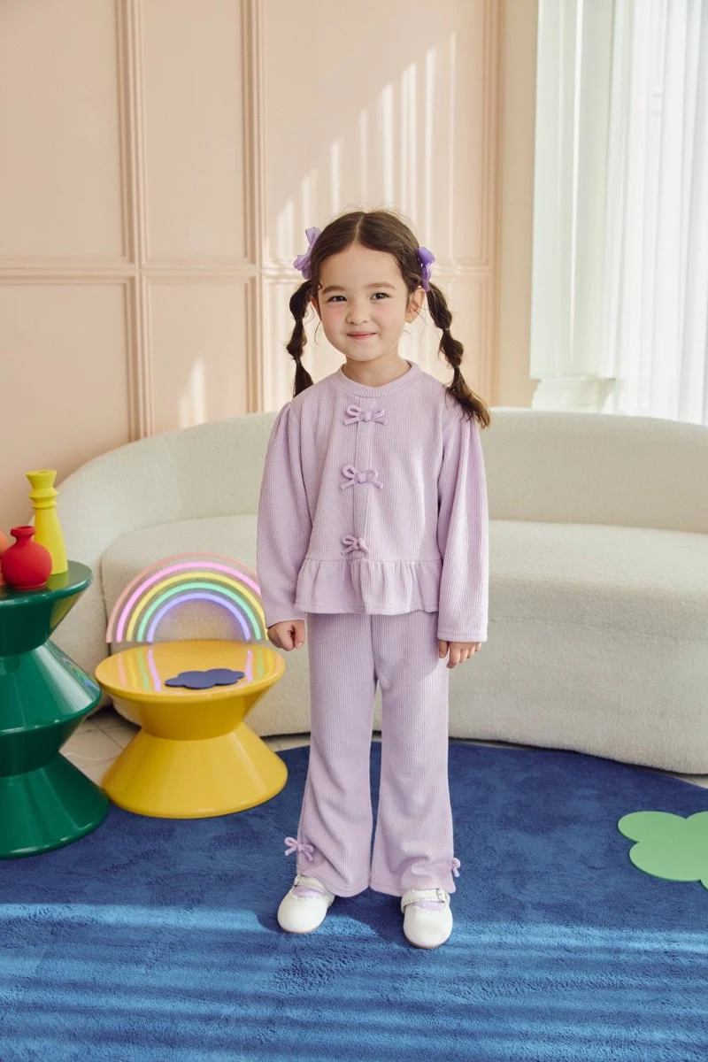 Jazz - Korean Children Fashion - #todddlerfashion - Ribbon Top Bottom Set - 6