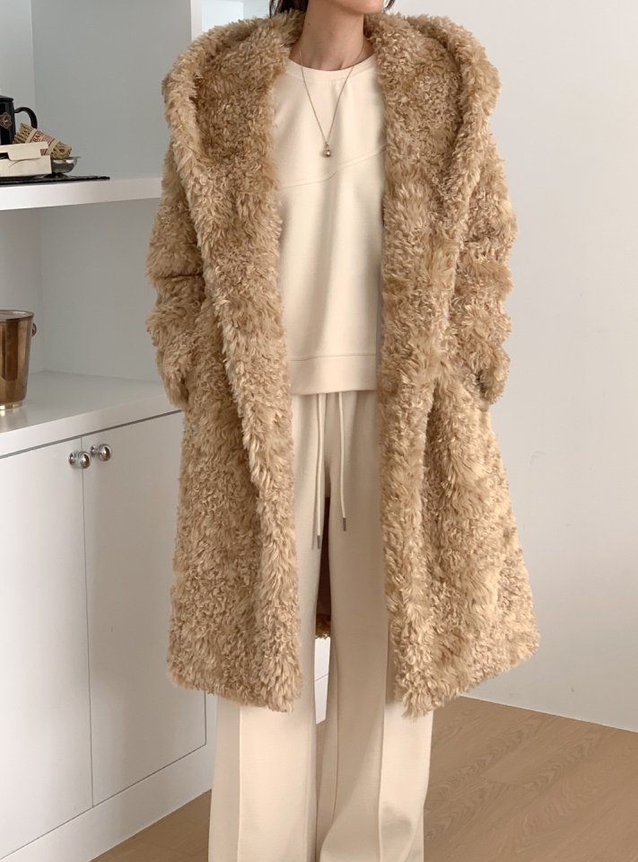 Merry J - Korean Women Fashion - #momslook - Shearling Hooded Coat - 12