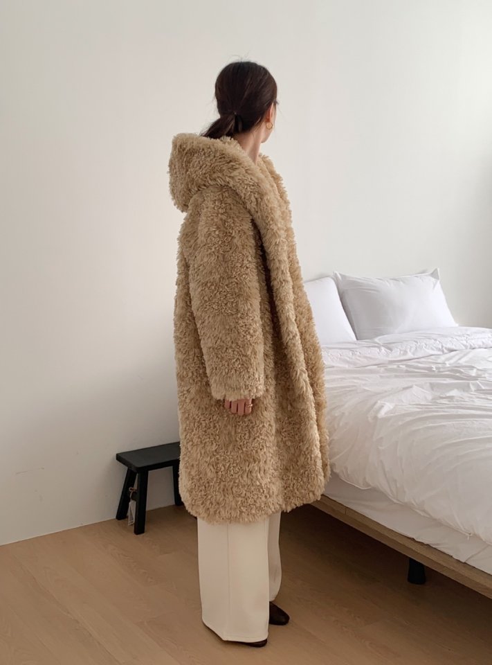 Merry J - Korean Women Fashion - #womensfashion - Shearling Hooded Coat - 7