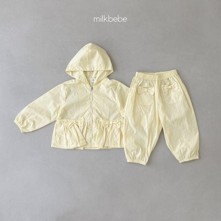 Milk Bebe - Korean Children Fashion - #childofig - Ribbon Windbreaker Top Bottom Set - 3