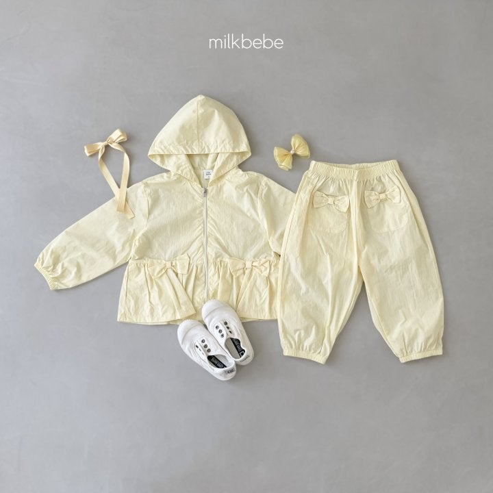 Milk Bebe - Korean Children Fashion - #childofig - Ribbon Windbreaker Top Bottom Set - 4