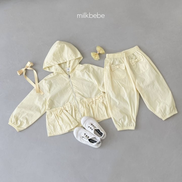 Milk Bebe - Korean Children Fashion - #designkidswear - Ribbon Windbreaker Top Bottom Set - 5