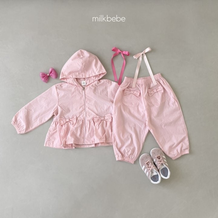 Milk Bebe - Korean Children Fashion - #fashionkids - Ribbon Windbreaker Top Bottom Set - 7